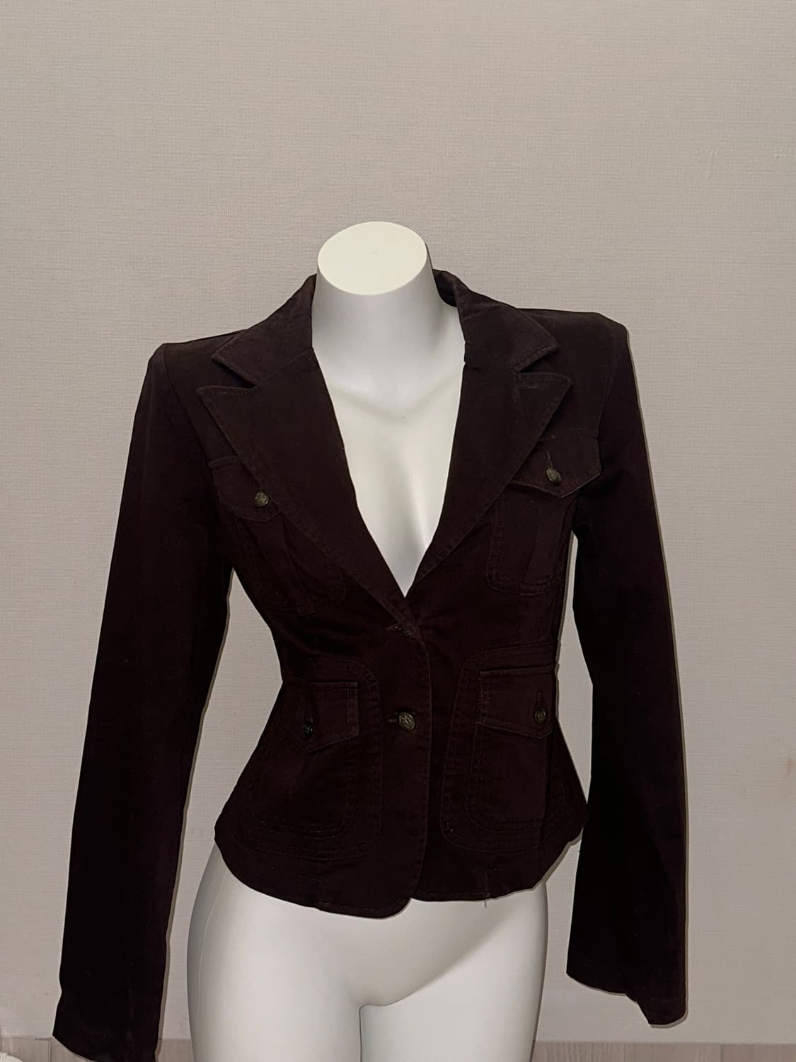 다크 브라운 포켓 슬림핏 숏 자켓 상품이미지4