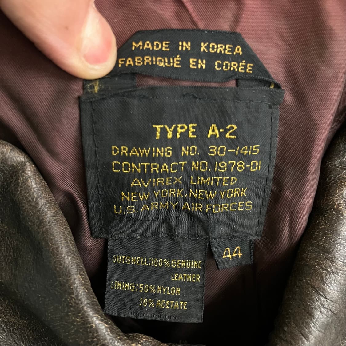 Avirex 아비렉스 A-2 레더 봄버 자켓 44 상품이미지3