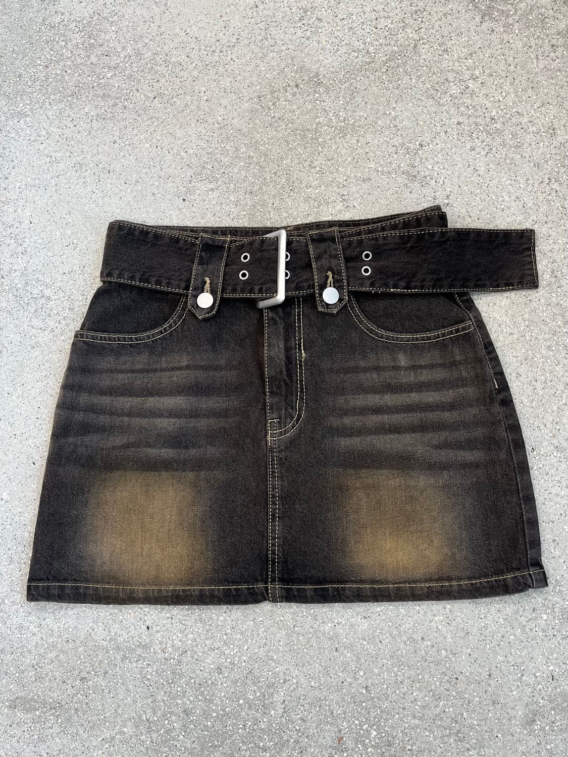 빈티지 워싱 흑청 미니 스커트 상품이미지1