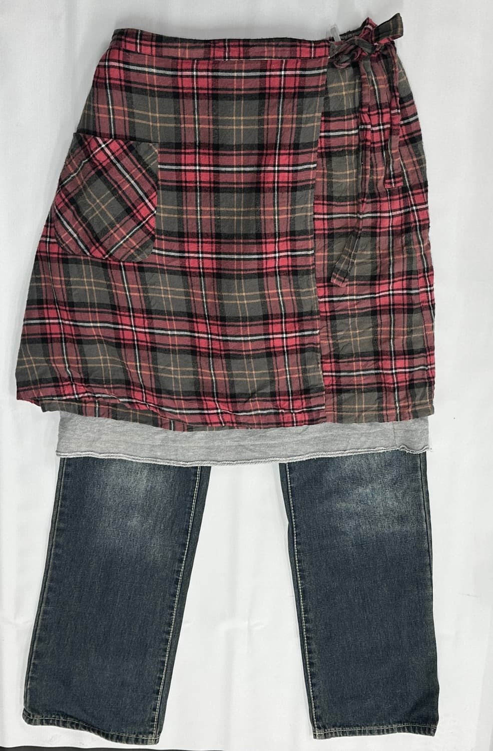 🎨하구미의 작업실 코디세트🎨 반팔 레이어드 체크 랩스커트 펑크 상품이미지3