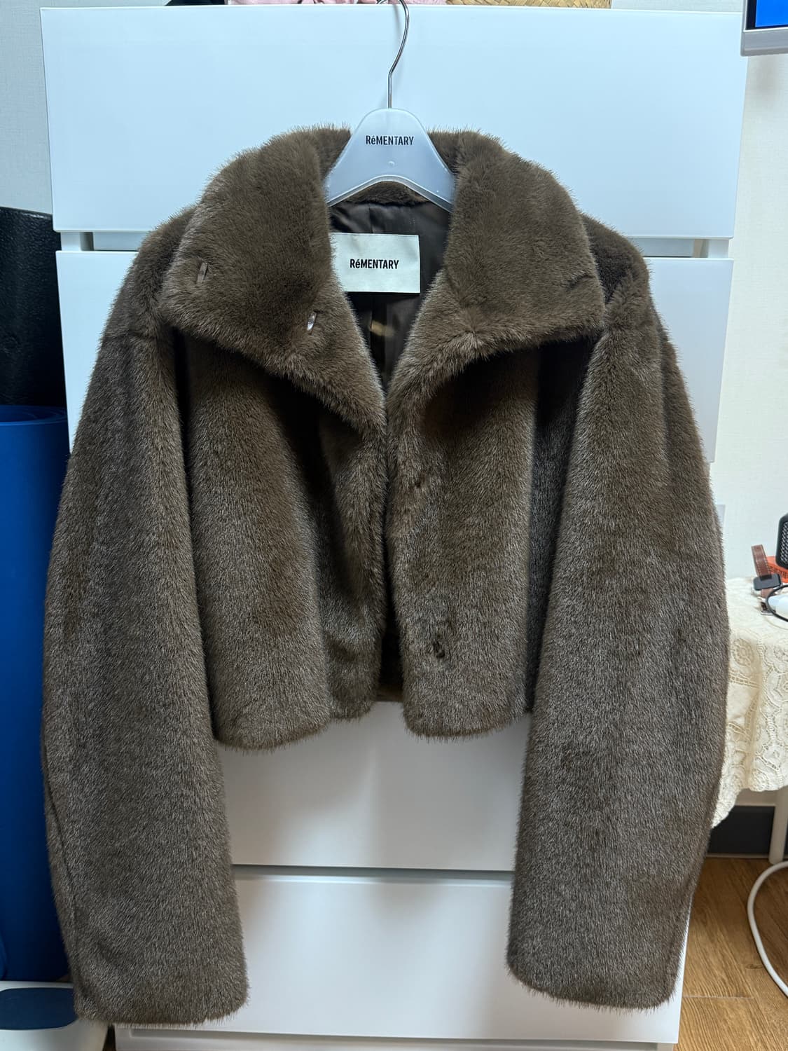 리멘터리 크롭 퍼자켓 브라운 상품이미지1