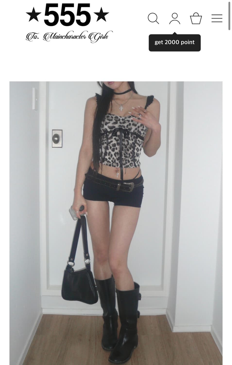 앤젤넘버555) Leopard Ribbon Sleeveless F 상품이미지1