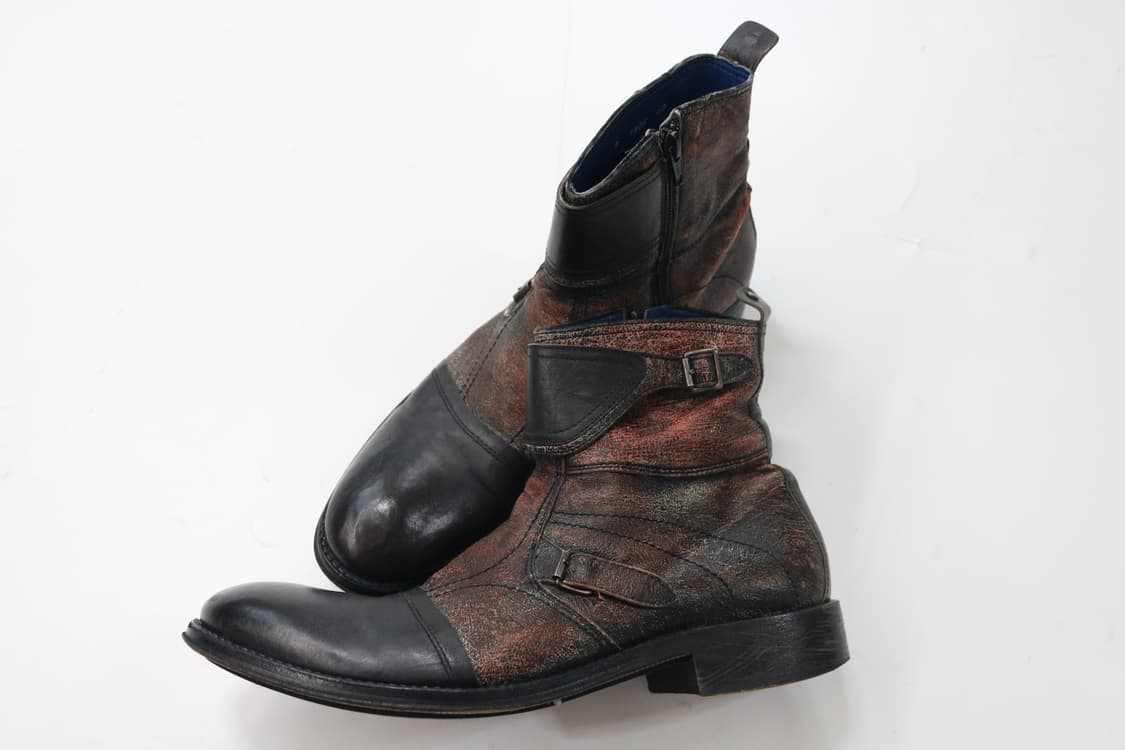 BLU 빈티지 레더 패치워크 버클 사이드 지퍼 부츠 (40) 상품이미지4