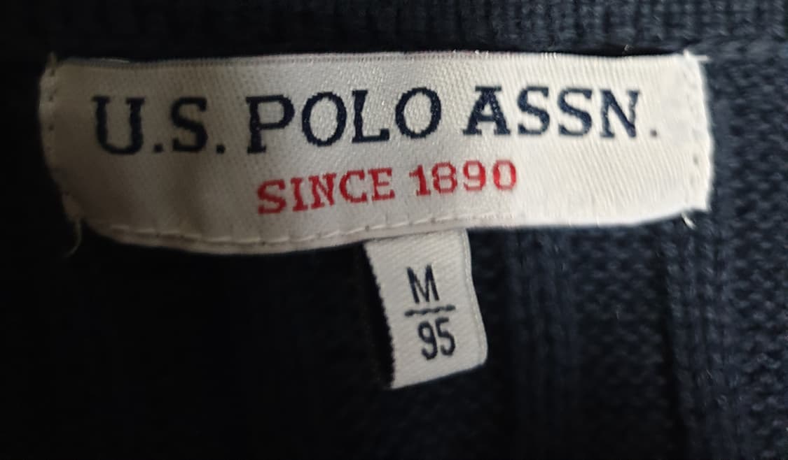 US PLOL ASSN 케이블 긴팔 카라 니트 스웨터 네이비 (M) 상품이미지3