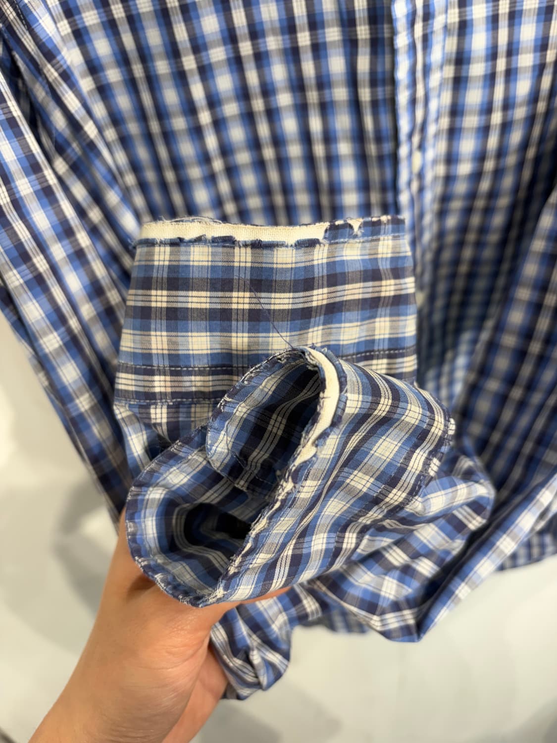 95 폴로 랄프로렌 빈티지 블레이크 핏 블루 체크 셔츠 상품이미지4