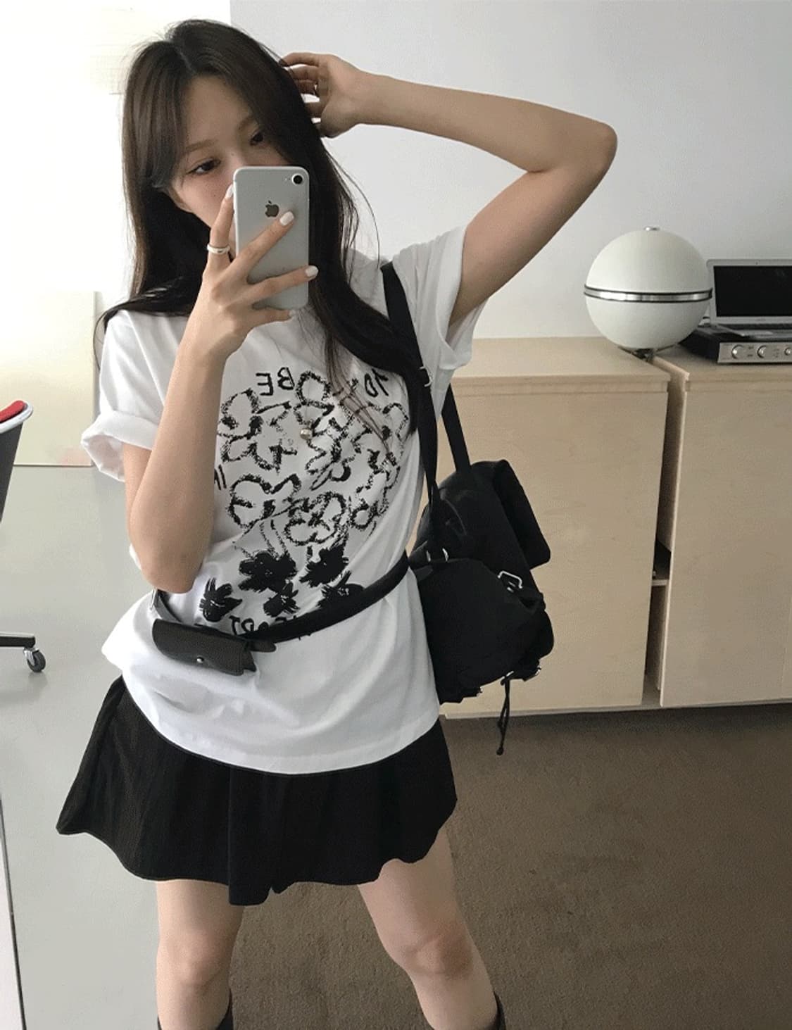 언더라임 플라워 반팔티셔츠 포켓백팩 미니 벨트 코디 세트 상품이미지1