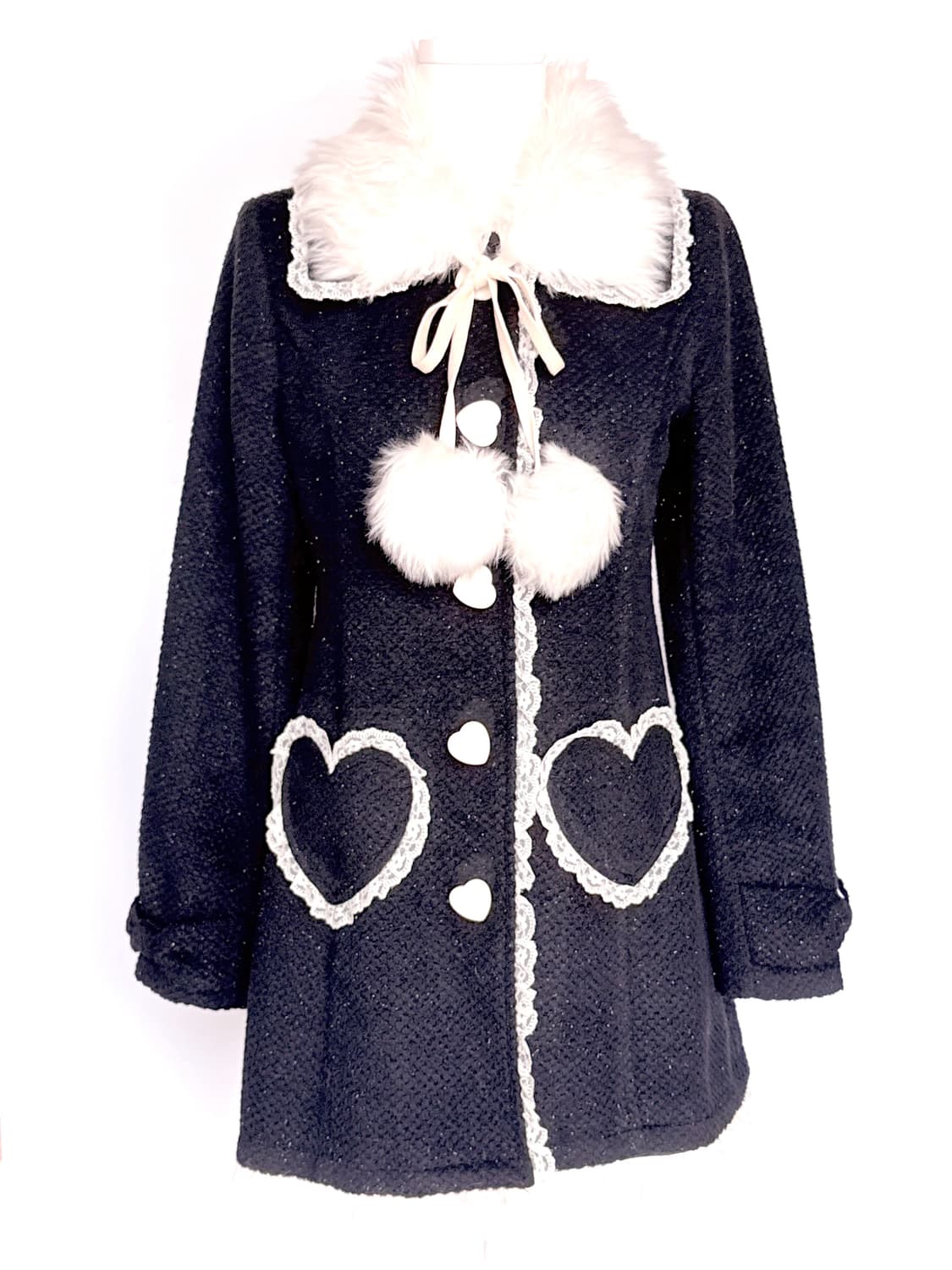 Tralala 트랄랄라 러블리 폼폼 퍼카라 코트 히메갸루 양산형  상품이미지1