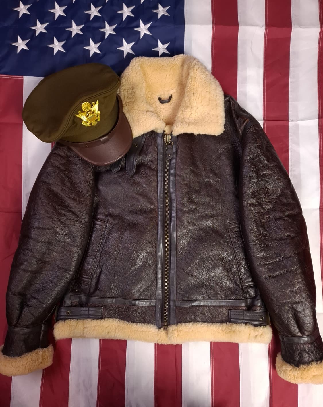 새제품 미공군 B-3 TYPE 리얼레더 항공 폭격기 무스탕 상품이미지2