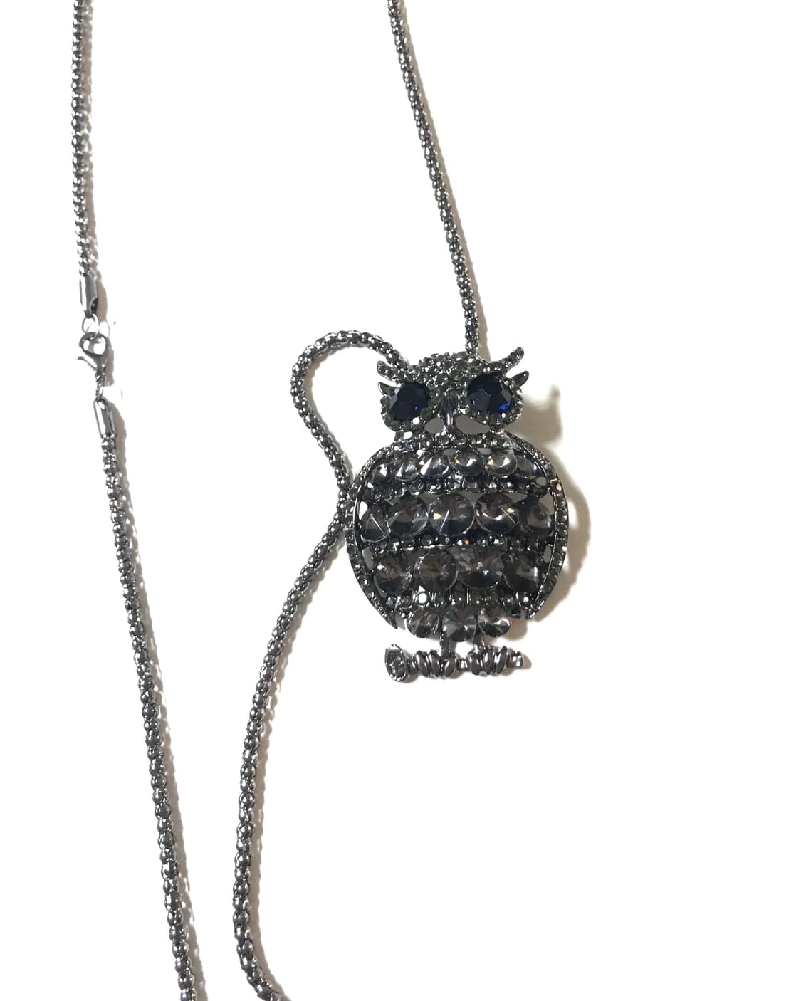 Owl🦉black blue eye cubic long necklace 상품이미지1