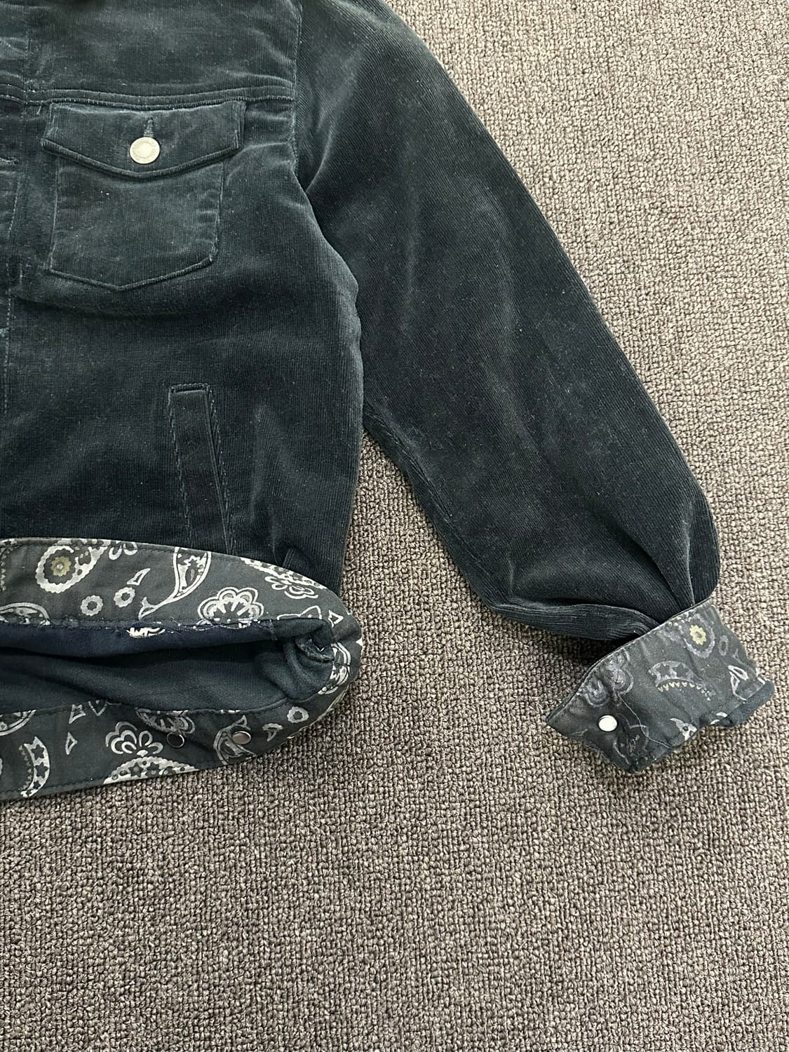 38)Japanese vintage 여성 블랙 벨벳 트러커 자켓 상품이미지2