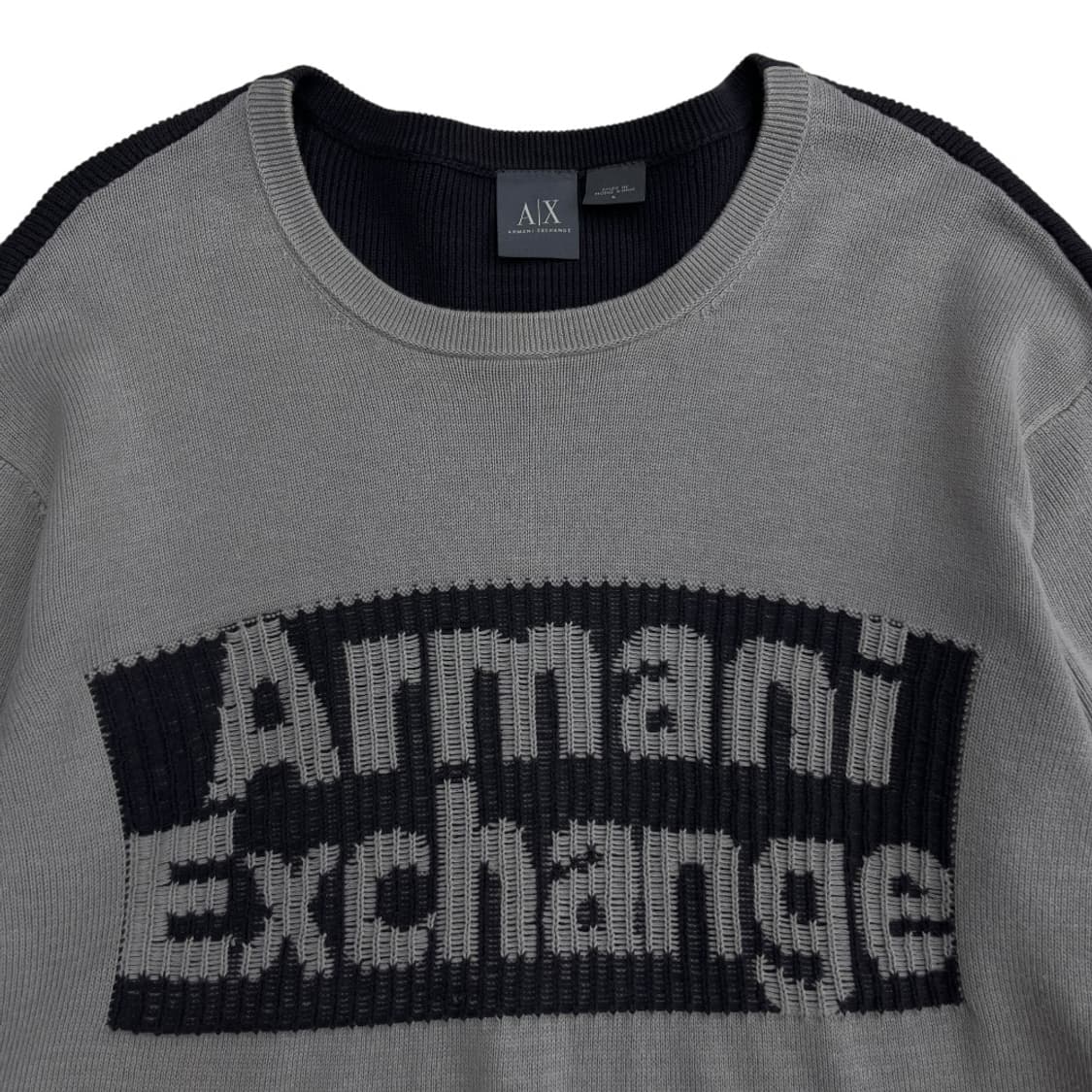 아르마니 센터로고 차콜배색 그레이 니트 L 상품이미지4