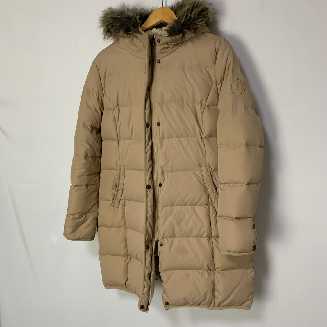 로렌 랄프로렌 후드 퍼 패딩 코트 베이지 여성 L 폴로여성 상품이미지2