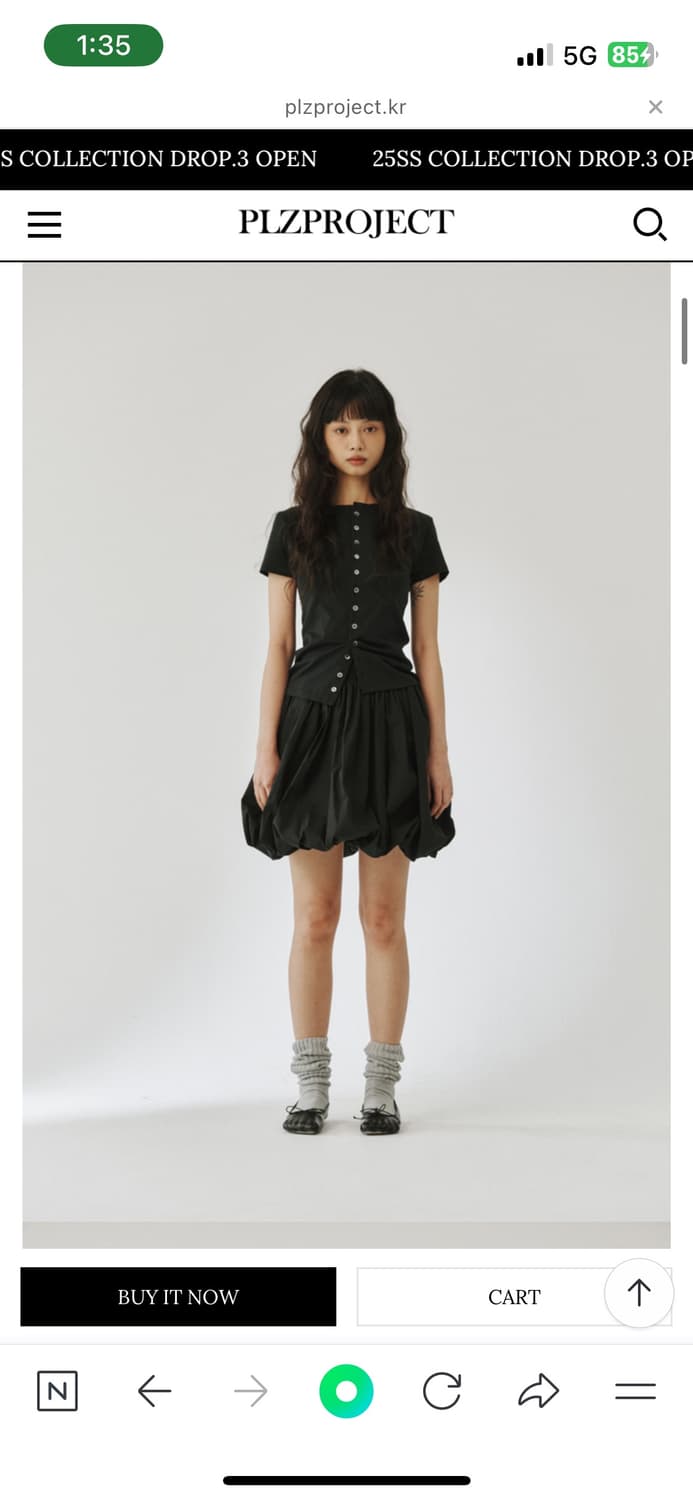 ROUND BUTTON SLIM SHIRT, BLACK 상품이미지1