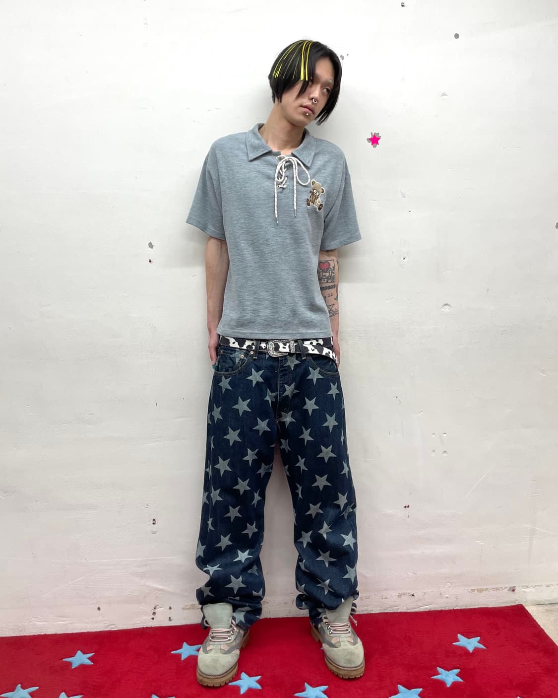 Bear strap gray T-shirt  상품이미지5