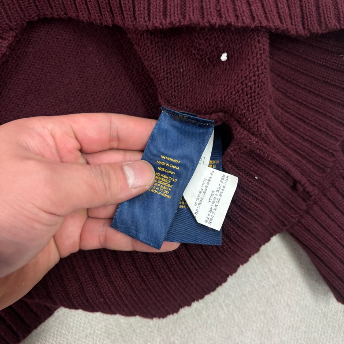 100 폴로 랄프로렌 버건디 반집업 상품이미지5