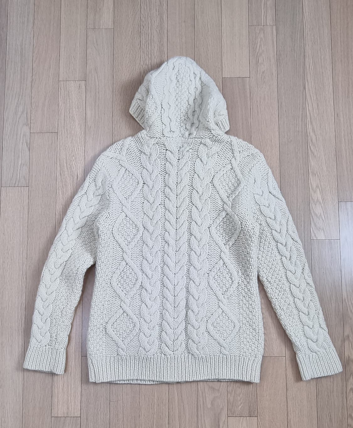 핸드메이드 울 100% 후드니트 집업 Free _ 여성,실측확인 상품이미지5