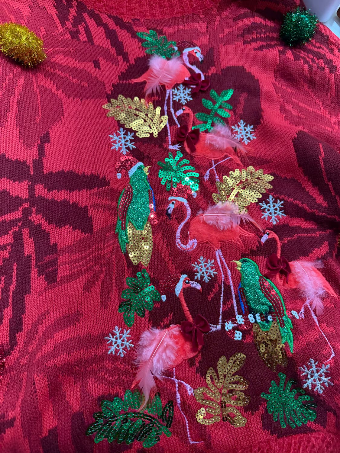 U.S.A. 크리스마스 플라밍고 어글리니트 L (종소리) 어글리스웨터 상품이미지4