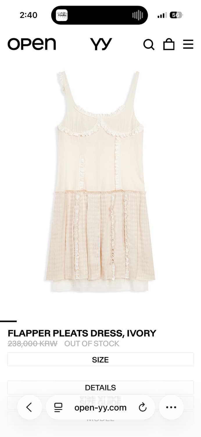 Openyy 플랩퍼 플리츠원피스 아이보리 S사이즈 상품이미지1