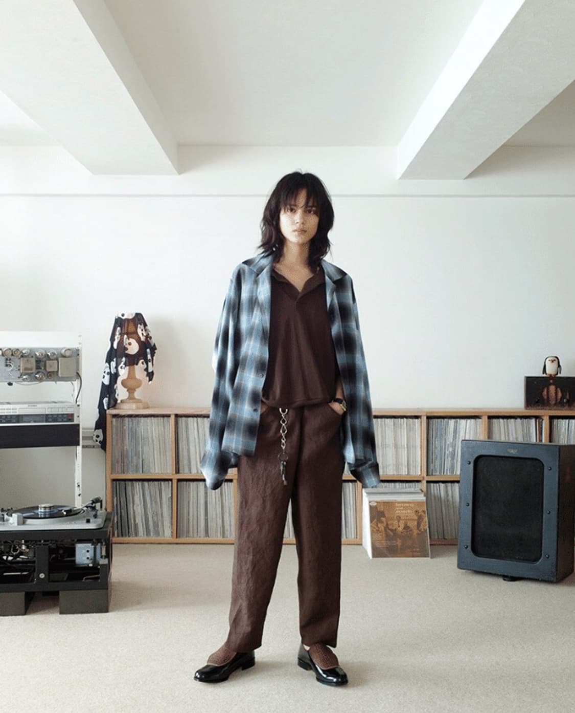 Sunsea 선씨 쉐도우 체크 레이온 셔츠 상품이미지1