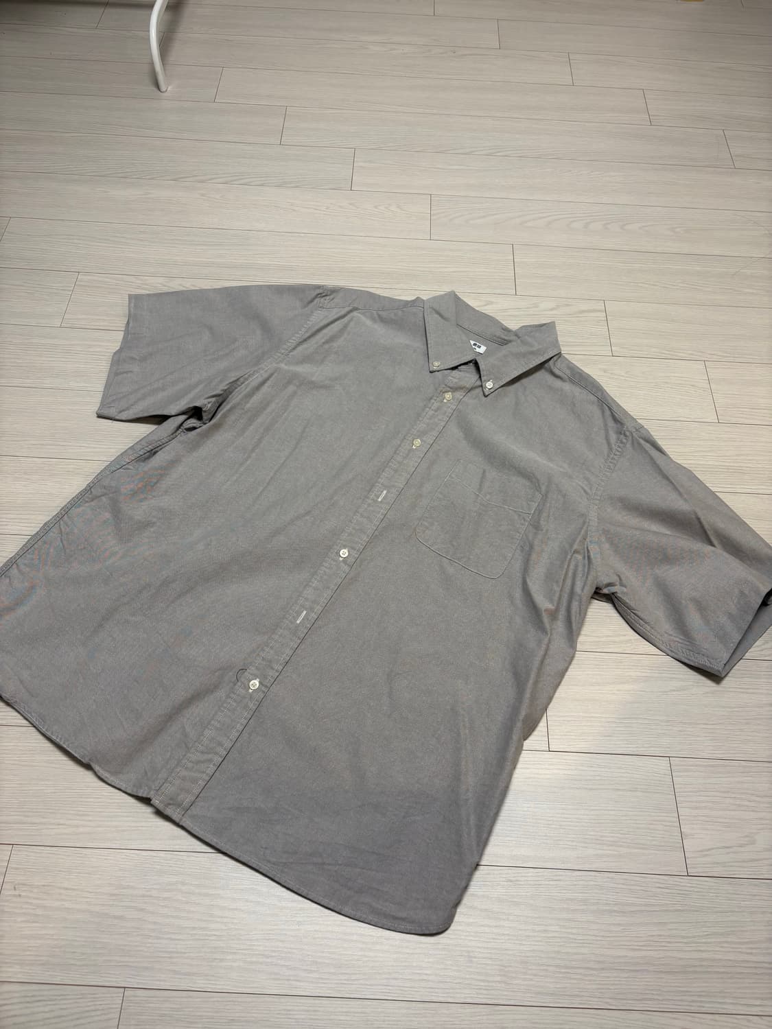 유니클로 옥스퍼드 반팔 셔츠 그레이 3XL 상품이미지1