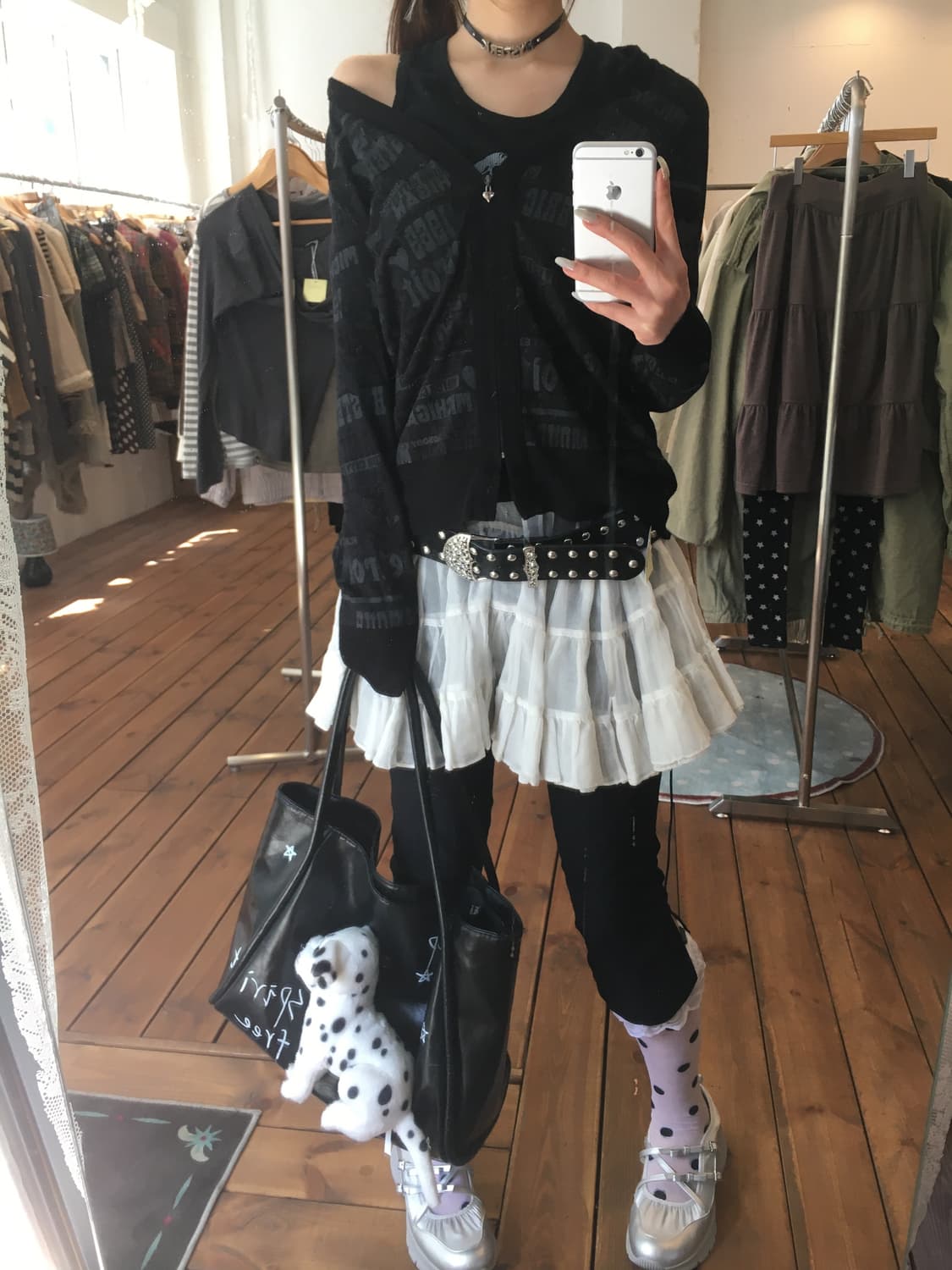 히스테릭글래머 히스걸 블랙 하트 글리터 집업 상품이미지2