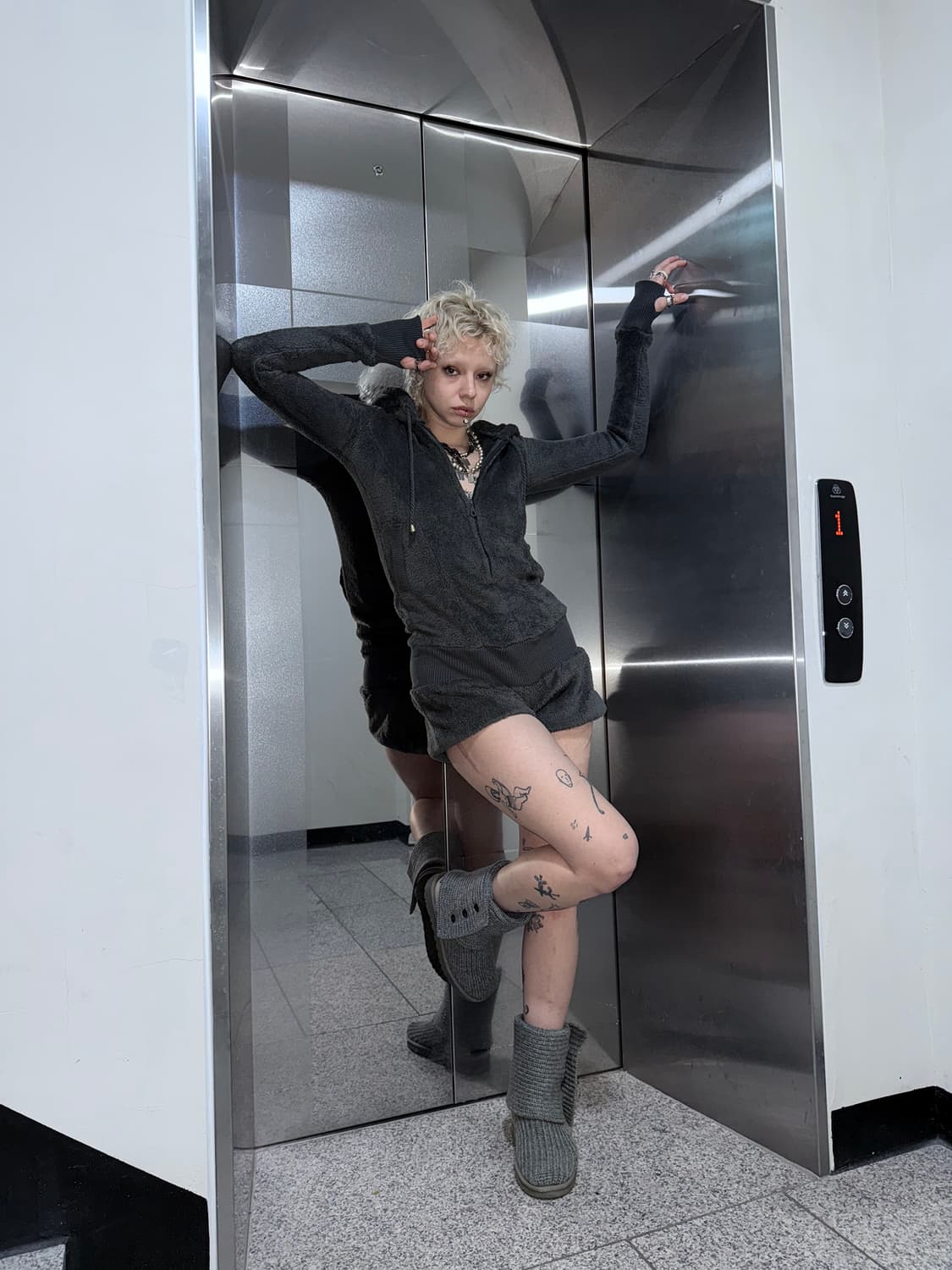 fleece hooded romper 상품이미지1