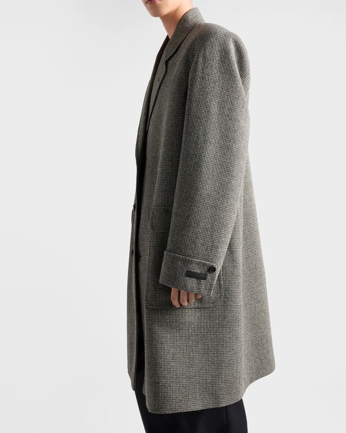 (새제품) 프라다 PRADA 싱글브레스트 하운드투스 체크 울 코트 52 상품이미지3