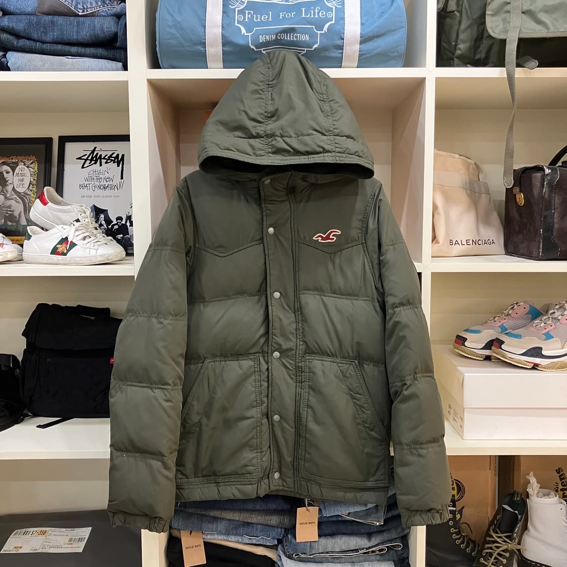 홀리스터 카키 후드 패딩 점퍼 S 상품이미지1