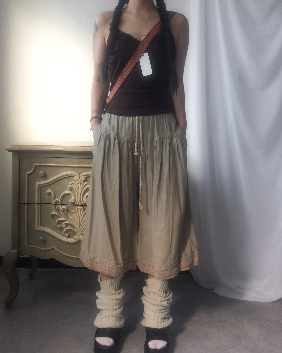 Crochet trimming cotton pants 상품이미지5