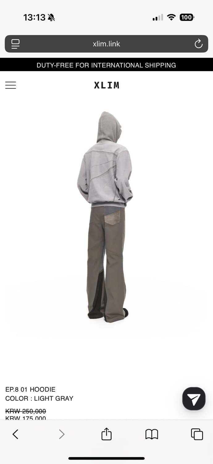 엑슬림 xlim ep8 01 후디 라이트 그레이 S 상품이미지9