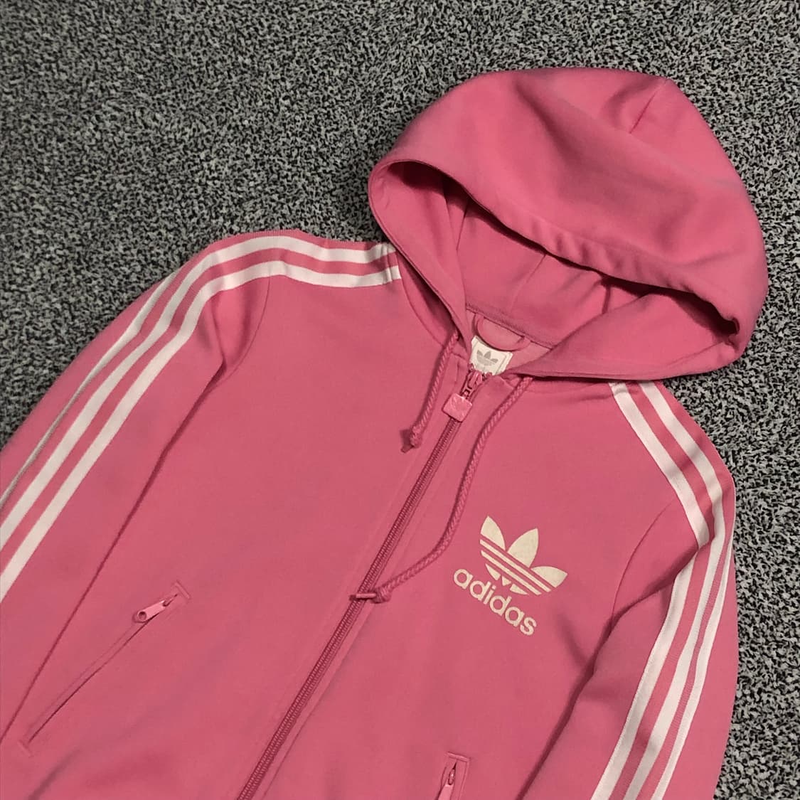 아디다스 핑크 흰색 후드 져지 상품이미지1