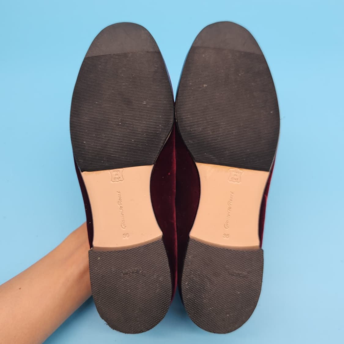 d Gianvito Rossi 버건디 벨벳 여성 로퍼 36  230 상품이미지3