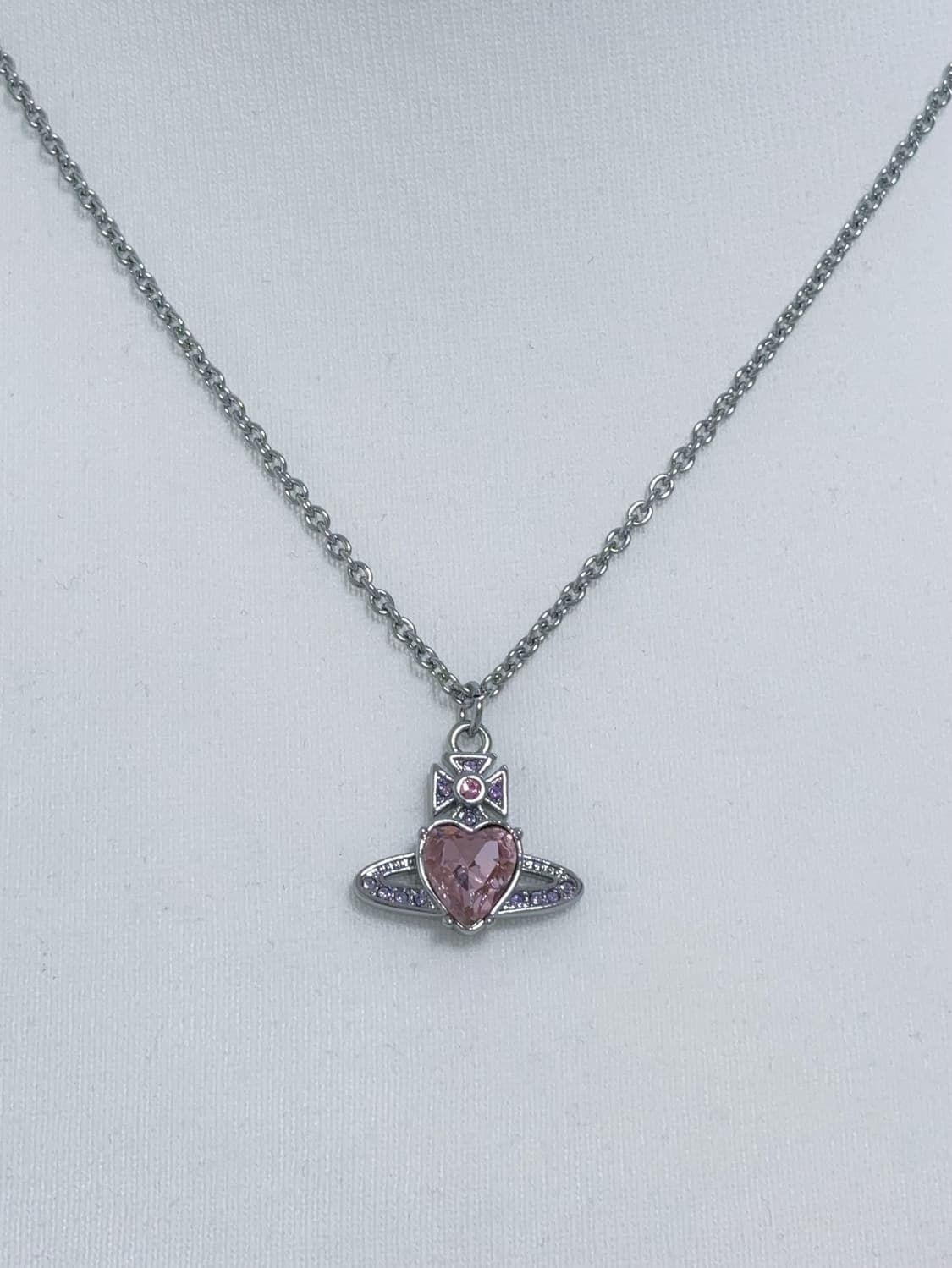 비비안웨스트우드 목걸이 아리엘라 크리스탈 핑크 실버 목걸이 상품이미지2