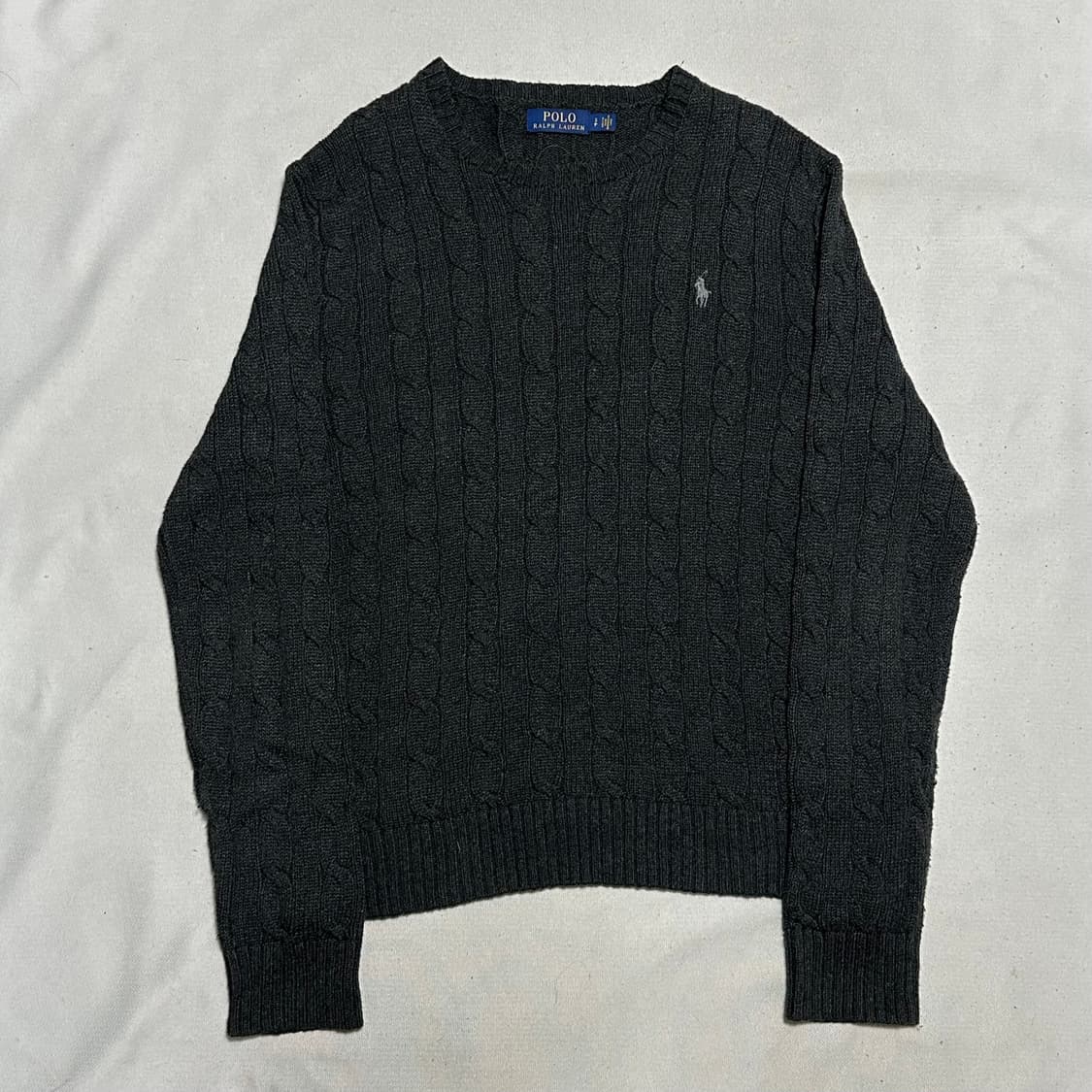 S 폴로랄프로렌 코튼 케이블 라운드넥 차콜 니트 상품이미지2