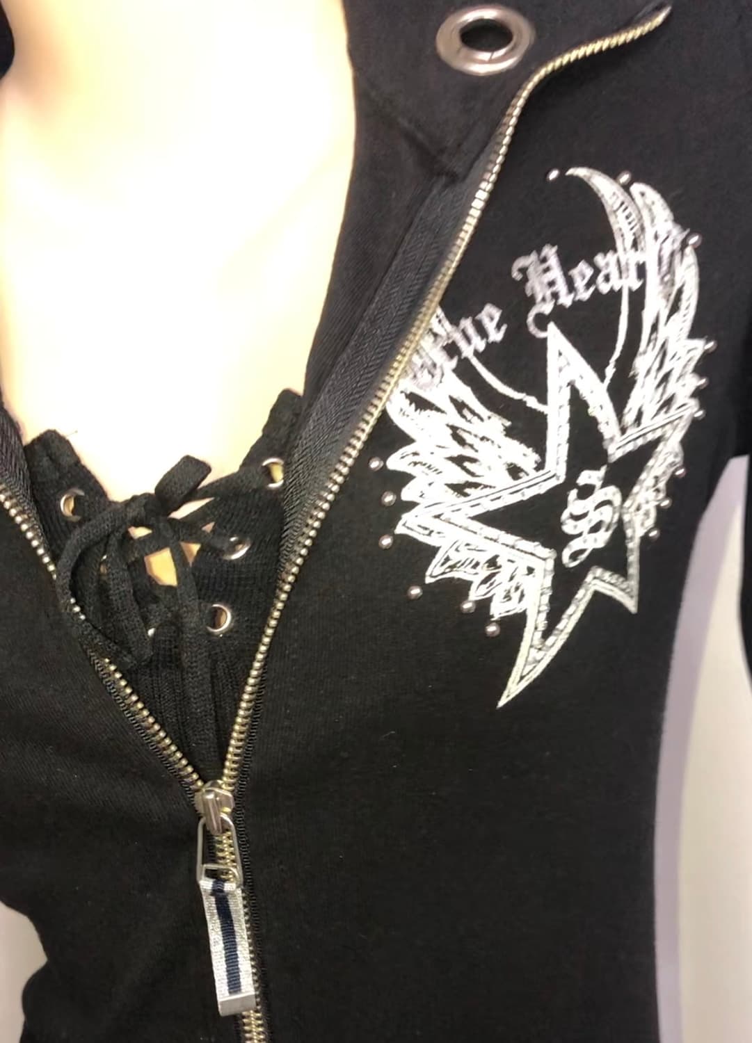 punk lettering zip-up one piece 상품이미지5