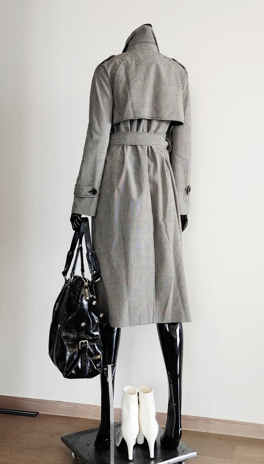 잔체크 롱 트렌치코트 상품이미지6