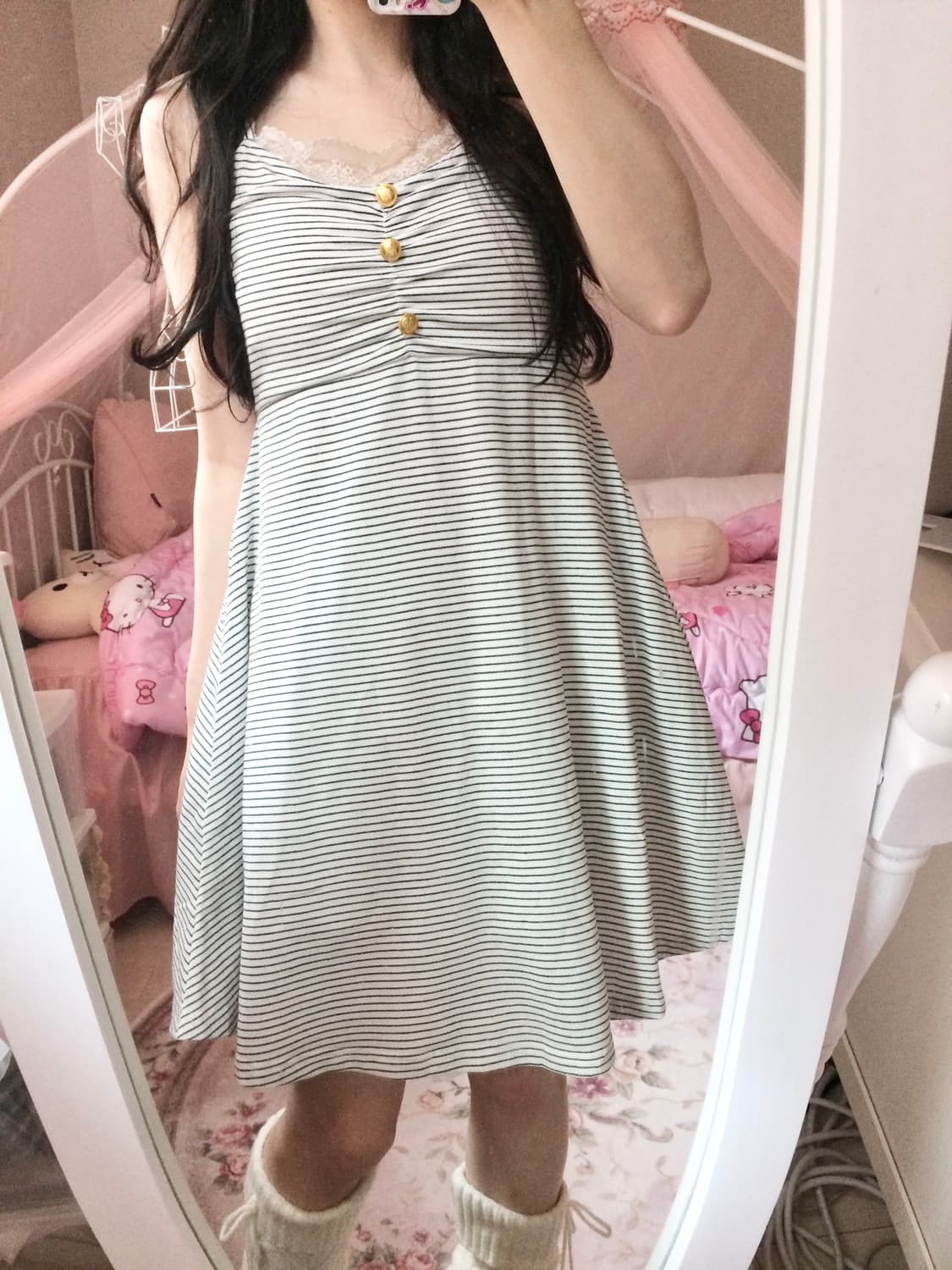 Vintage DIGDEEP Stripe Gold Button Camis 상품이미지3