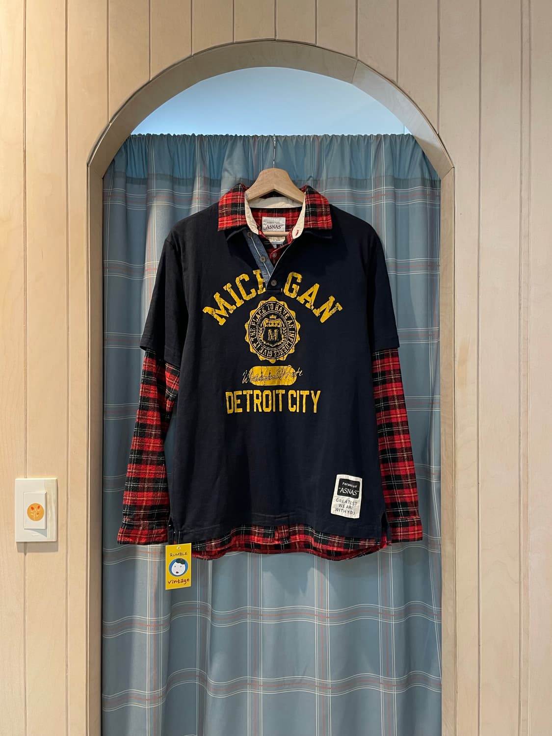 일본빈티지 펑크 프레피룩 레이어드티셔츠 상품이미지1