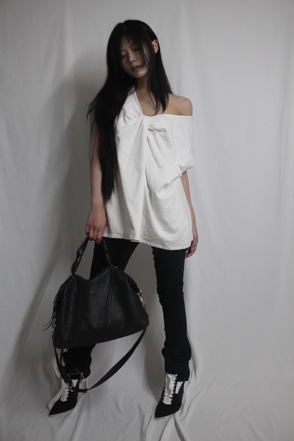 Diagonal leather tote shoulder cross bag 상품이미지10