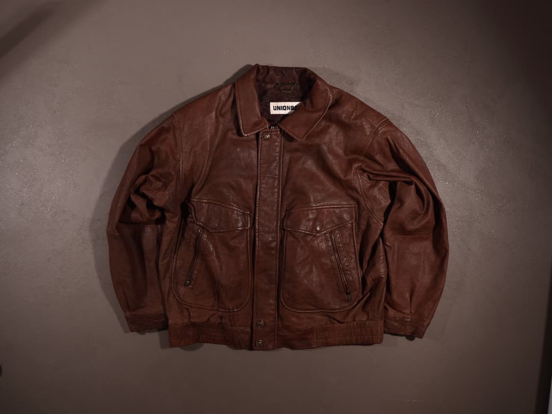 90s 유니온베이 레더 플라이트 봄버자켓 상품이미지1