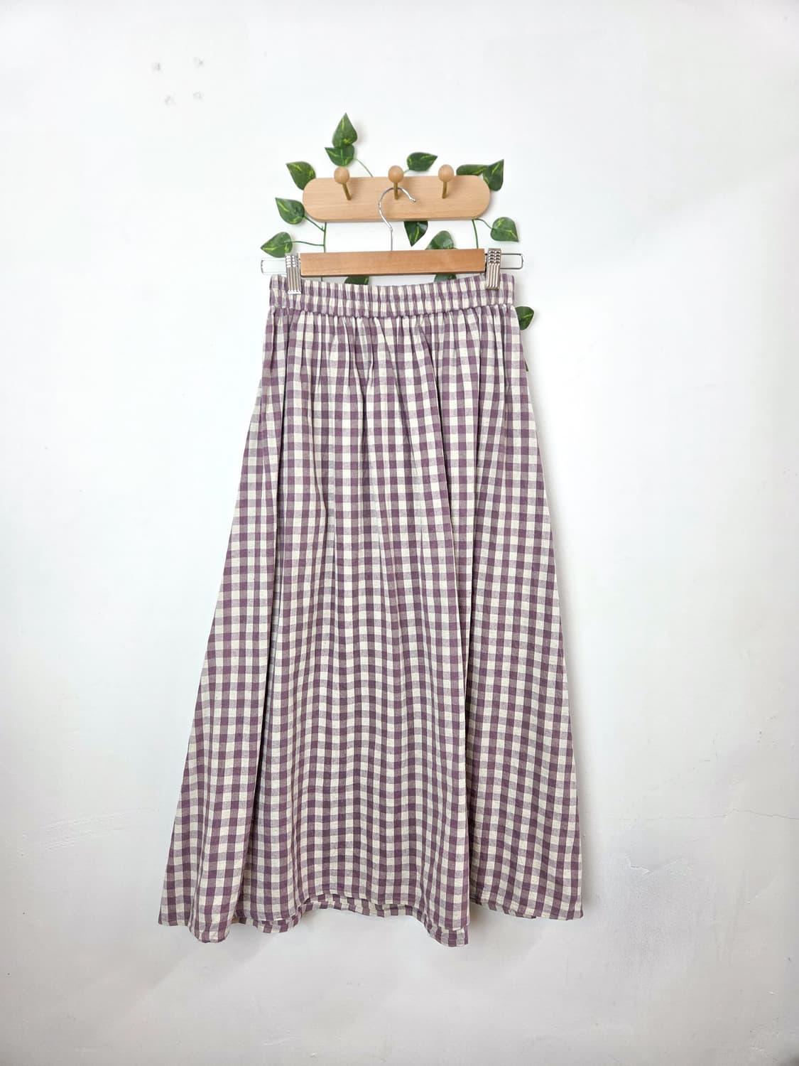 보라 체크 롱스커트 상품이미지5