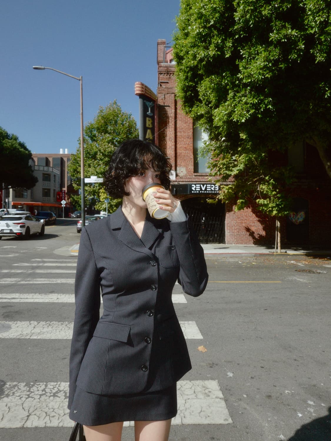 페일제이드 조에 스트라이프 셋업 네이비 자켓 스커트 m 상품이미지1