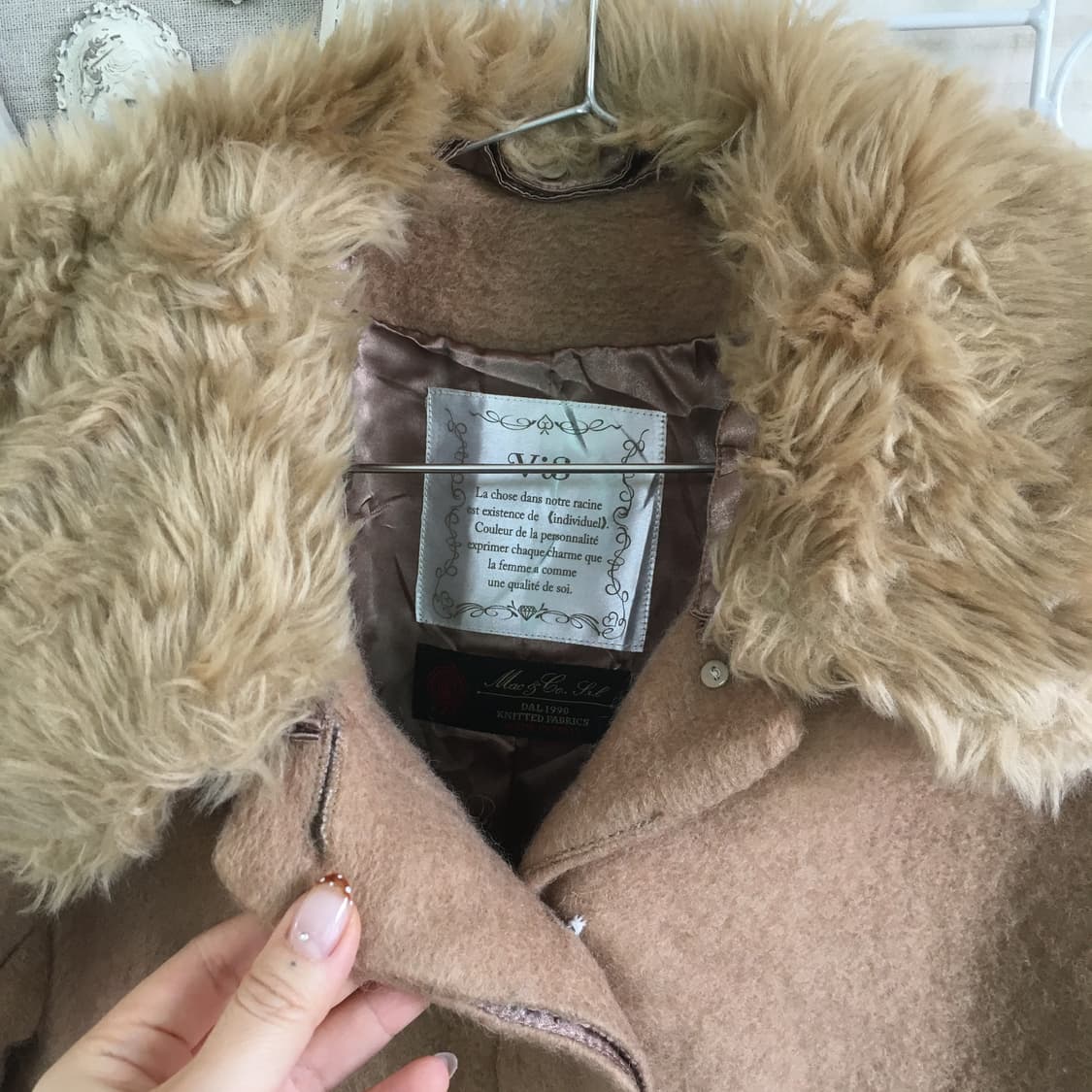 camel deer lace fur-collar wool  jacket 상품이미지10