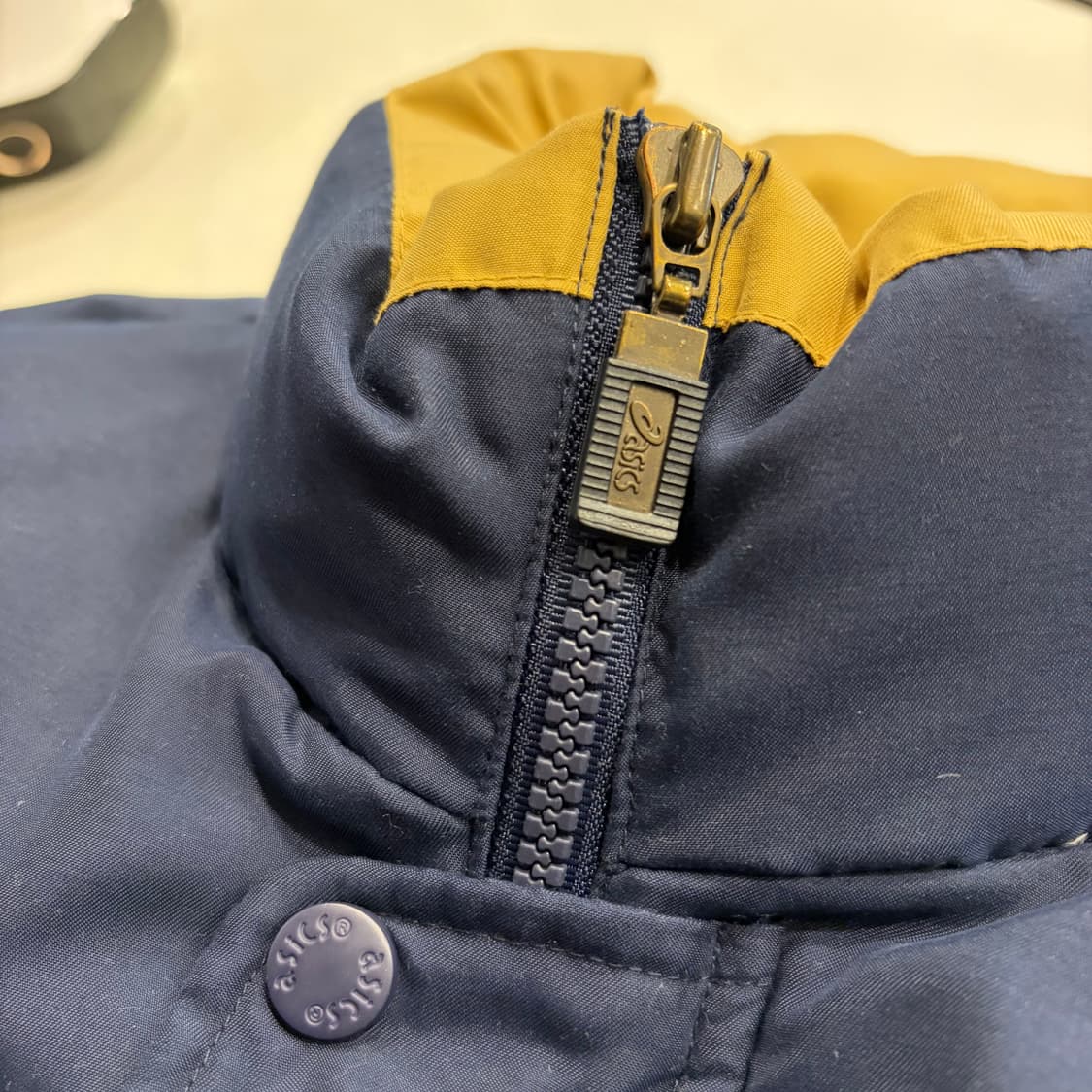 [100] 90s 아식스 퍼포먼스 패딩 점퍼 네이비/옐로우 B277 상품이미지5