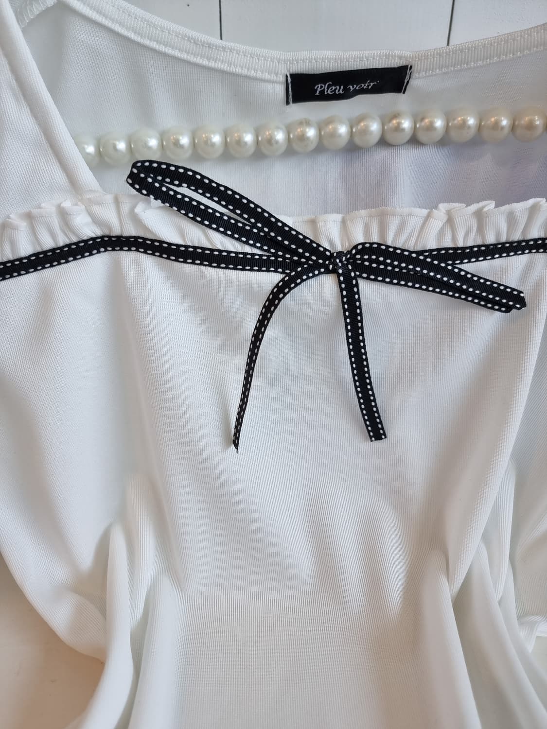 리본 블라우스 화이트 반팔 상품이미지4