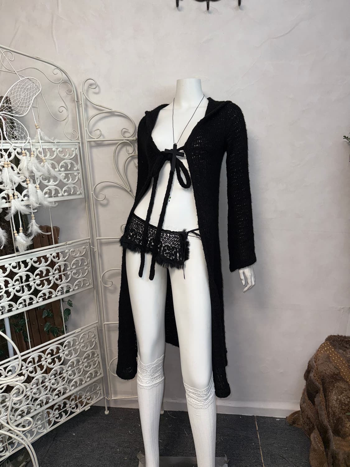 Black maxi long hood cardigan  상품이미지1
