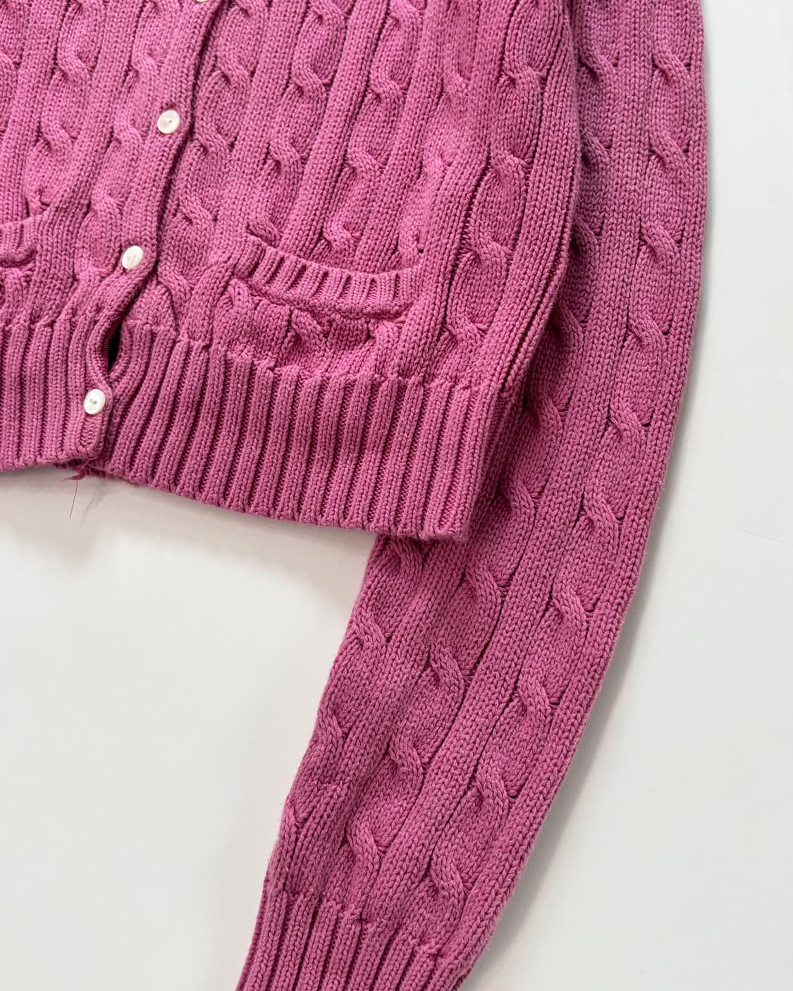 Polo 랄프로렌 코튼 베이비핑크 케이블 가디건 상품이미지5