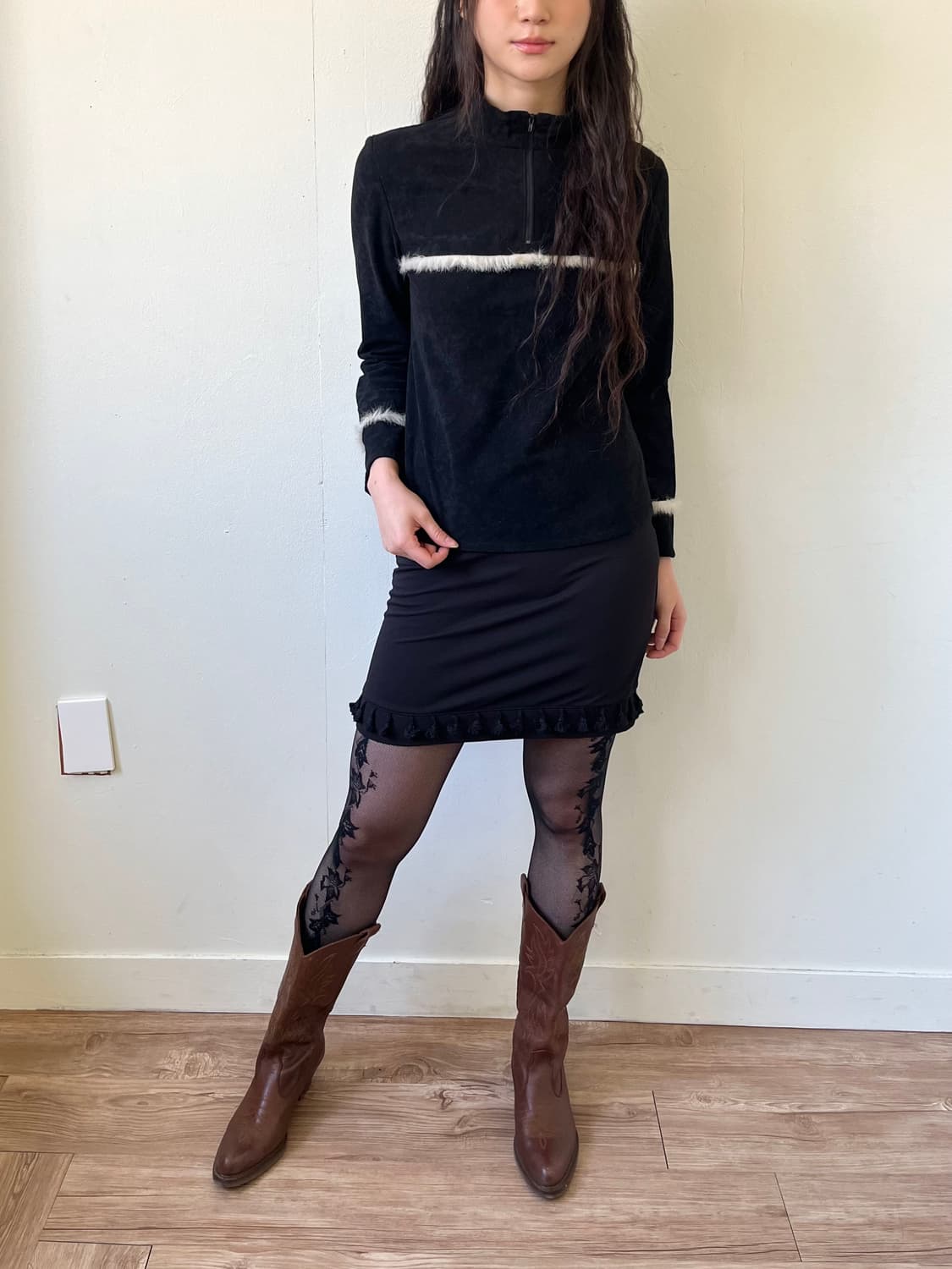 lnvitation 레이스 퍼 터틀넥 상품이미지8