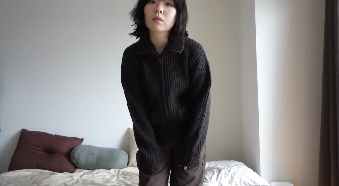 유니클로U 집업 가디건 브라운 M (연늘) 상품이미지3