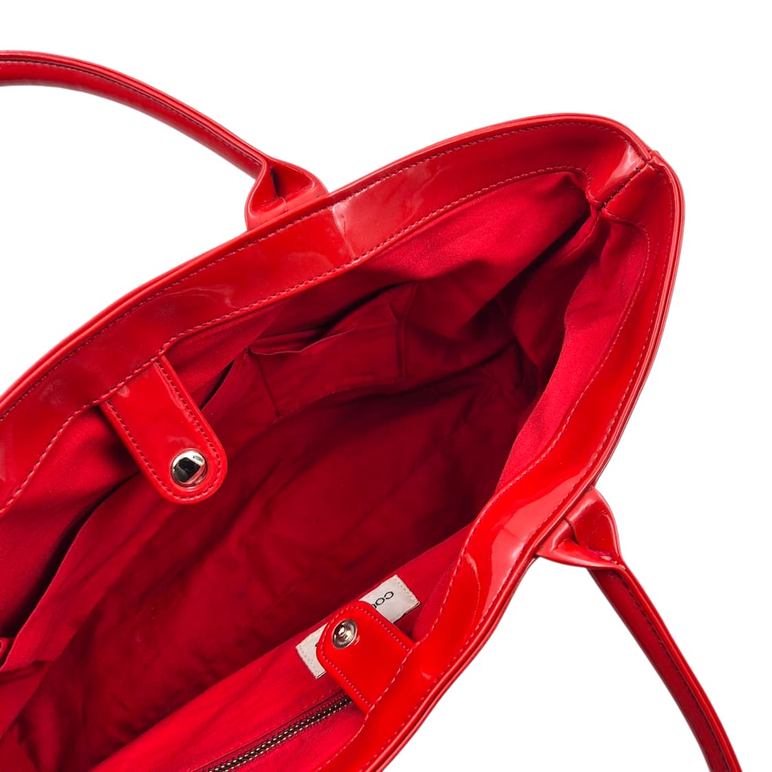 90s 프랑스 꾸레쥬 레드 에나멜 자카드 토트백 상품이미지5